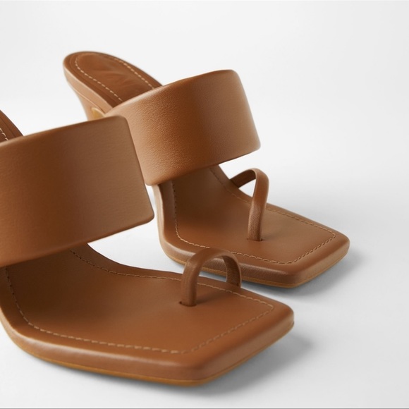 NWT Zara Sqaure Toe Heeled Sandal 6.5